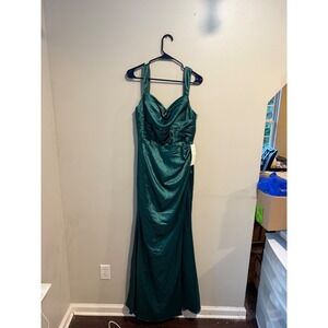 Wear Your Love Emerald Green Satin Cowl Neck Corset Back Formal Maxi Dress NWT